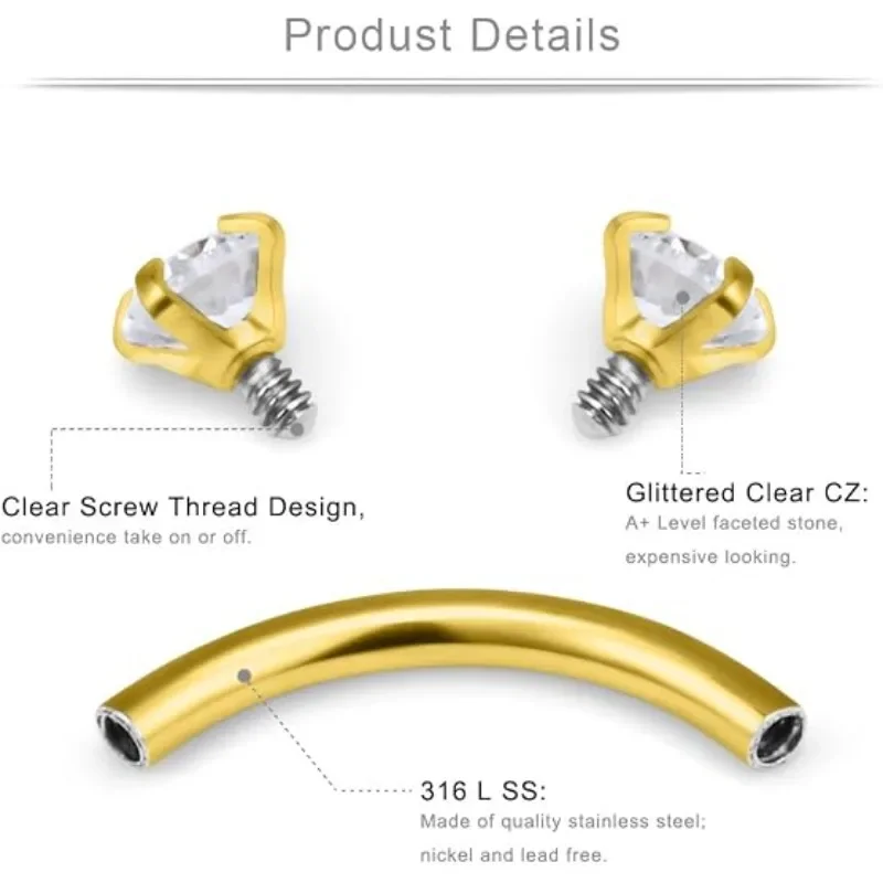6 أزواج من مجوهرات الثقب 16G،  - مراجعة Body Jewelry Surgical Steel وسعره